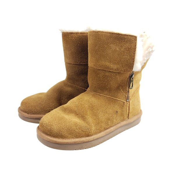 Koolaburra Big Girls Size 3 Aribel Short Brown Suede Winter Boots - Picture 2 of 7
